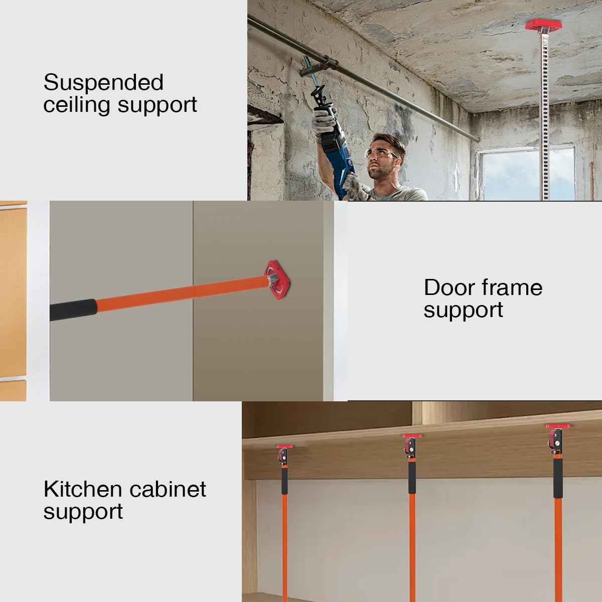 Adjustable Support Pole, Quick-Adjustable Telescopic Rod Support System, Supports Up to 154 lbs of Cabinet Lift Jacks, Dust Barrier Poles, Drywalls (2PACK 57~114INCH)