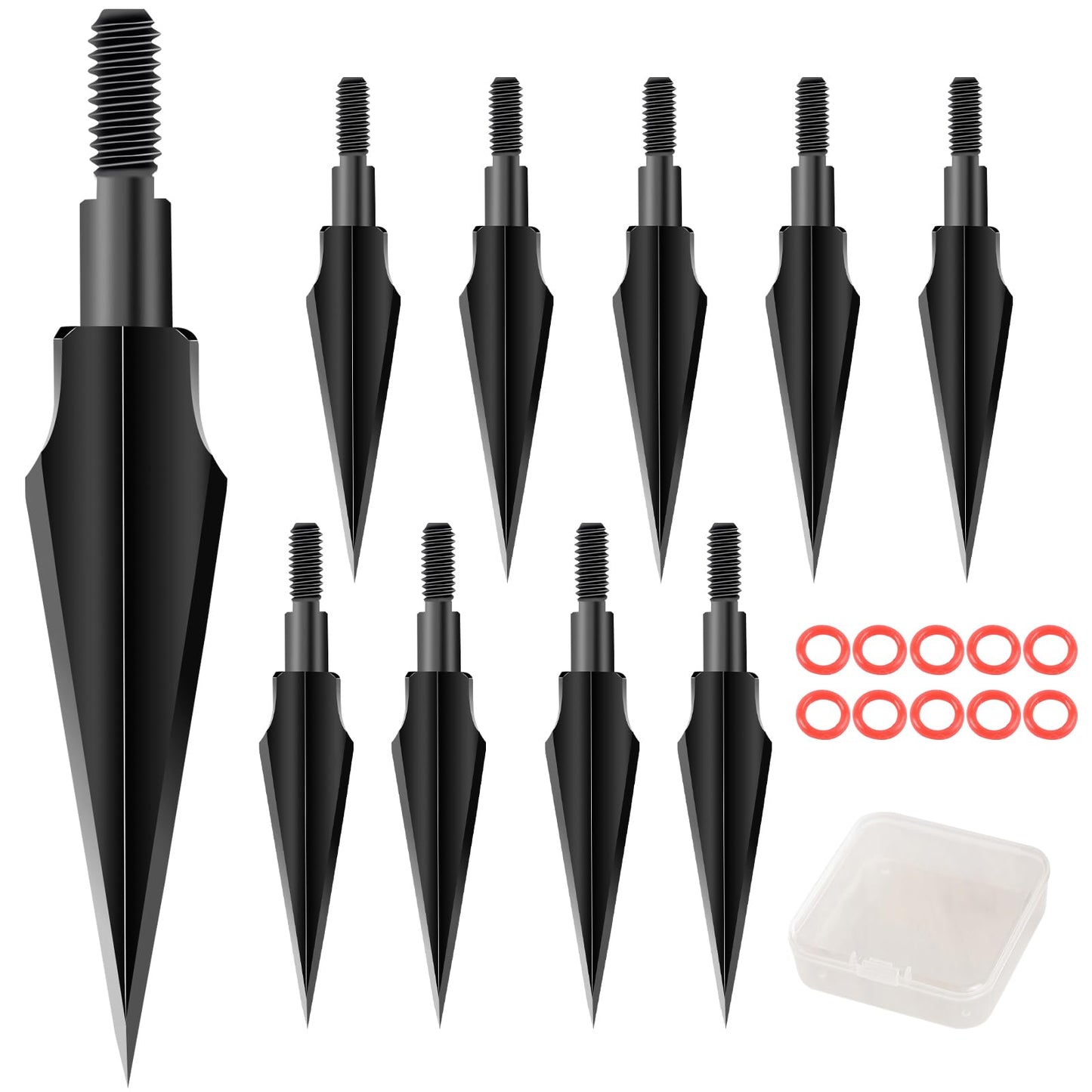FENJANER 10Pcs Broadheads 100/118/125 Grain Traditional Hunting Arrowhead Screw-in Arrow Tips for Compound Bow Crossbow and Recurve Bow (118 Grain Leaf-Shaped)