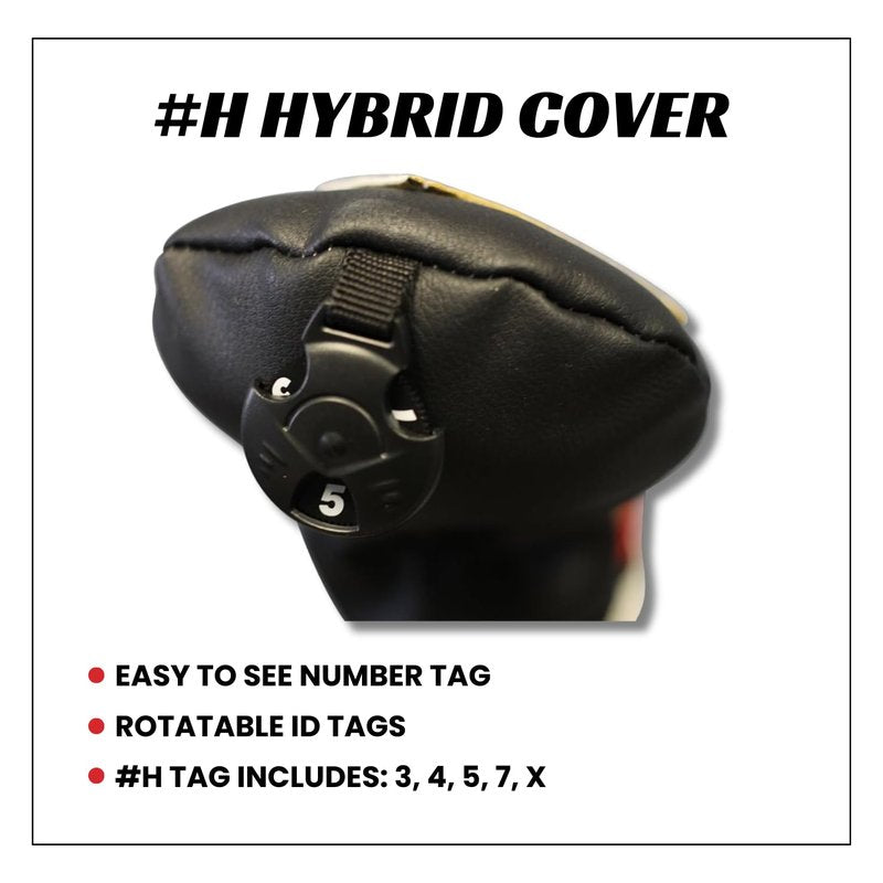 Majek Retro Golf Headcovers Black Red and White Vintage Leather Style 1 3 H Driver Fairway Wood and Hybrid Head Cover Classic Look