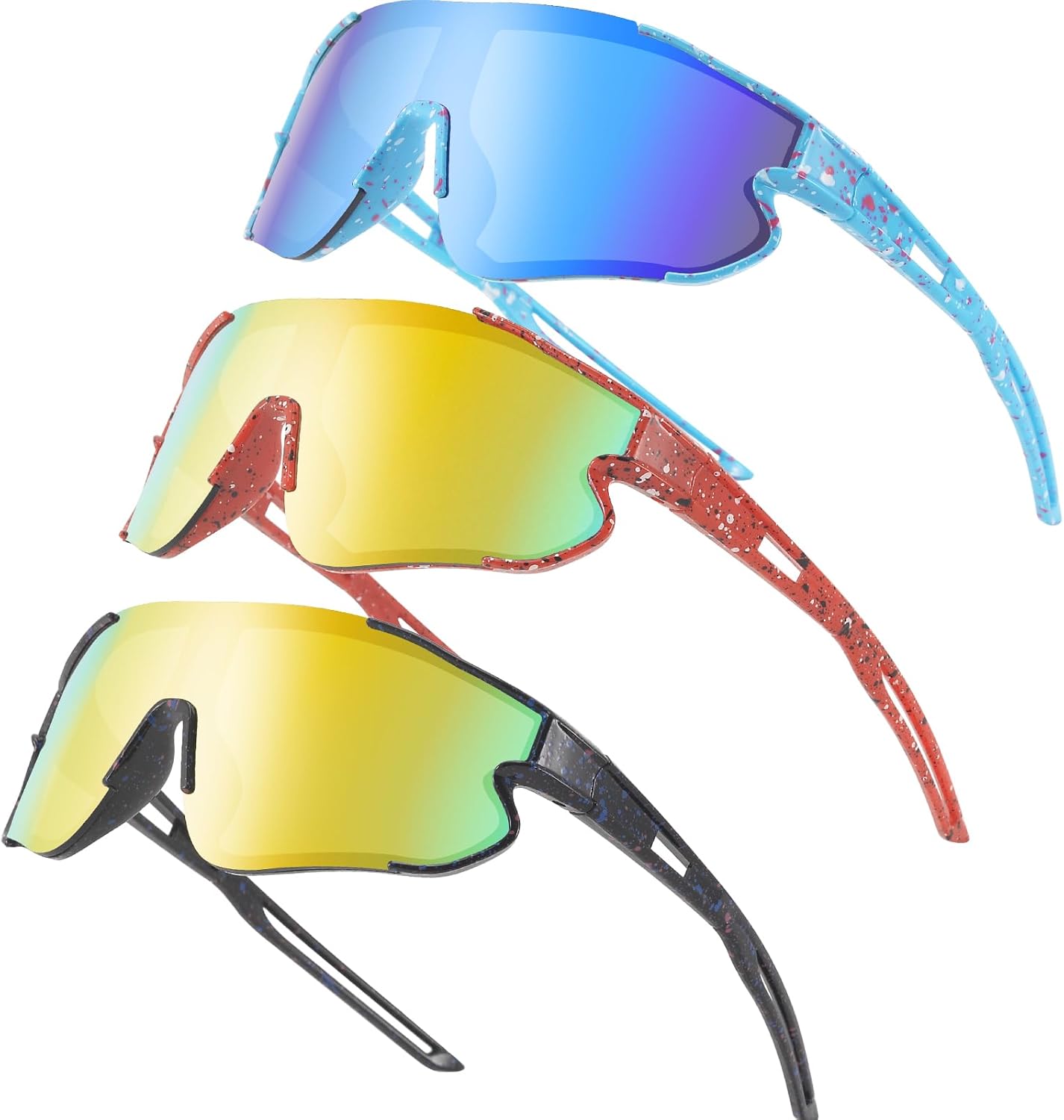 Skiennix Kids Sunglasses - UV400 Protection for Boys & Girls | 3-Pack Youth Sports Goggles (Ages 4-12)
