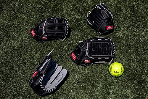 Rawlings 12" Adult Slowpitch Softball Glove - Black/Grey Basket Web, Right Hand Throw