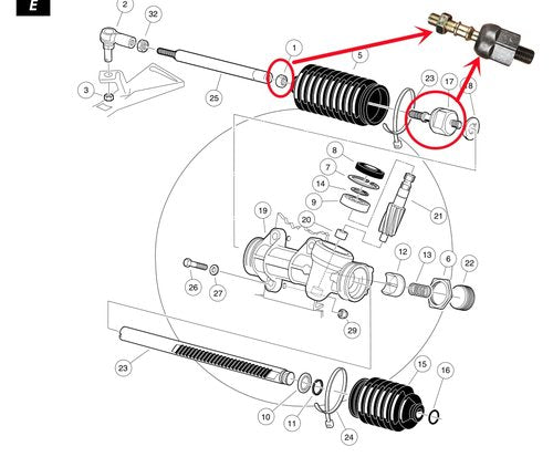 Dr.Acces Golf Cart DS Inner Ball Joint+The nut/Steering Rack Joint Fits 101880201 Club Car DS Golf Cart Years 1997 & Up