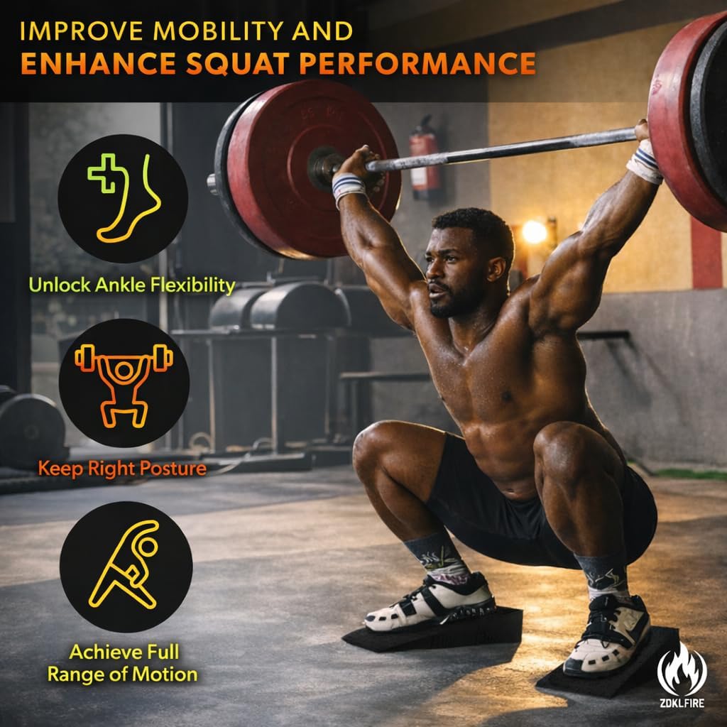 ZKDLFIRE Squat Wedge Block - Non-Slip Weightlifting Heel Elevation for Improved Mobility & Strength | 2 Pcs with Carrying Bag