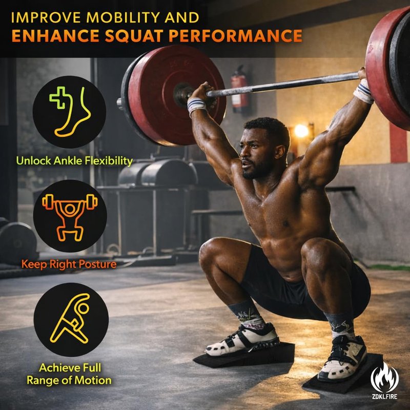 ZKDLFIRE Squat Wedge Block – 2 Pcs, Non-Slip Squat Wedges Weightlifting – Heel Elevated Squat Wedge, Heel Wedge for Squats, Slant Board for Squats to Improve Mobility, Balance, Strength & Squat Depth, Includes Anti-Slip Pads & Carrying Bag