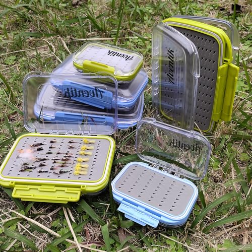 Fly Fishing Fly Box - Double Sided, Waterproof, Size A: 4.24x3.04x1.36inch - Green