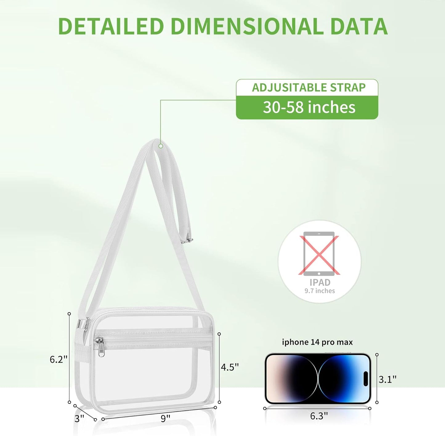 MAY TREE Clear Stadium Bag - Compact Clear Purse for Concerts, Sports, Work & Festivals