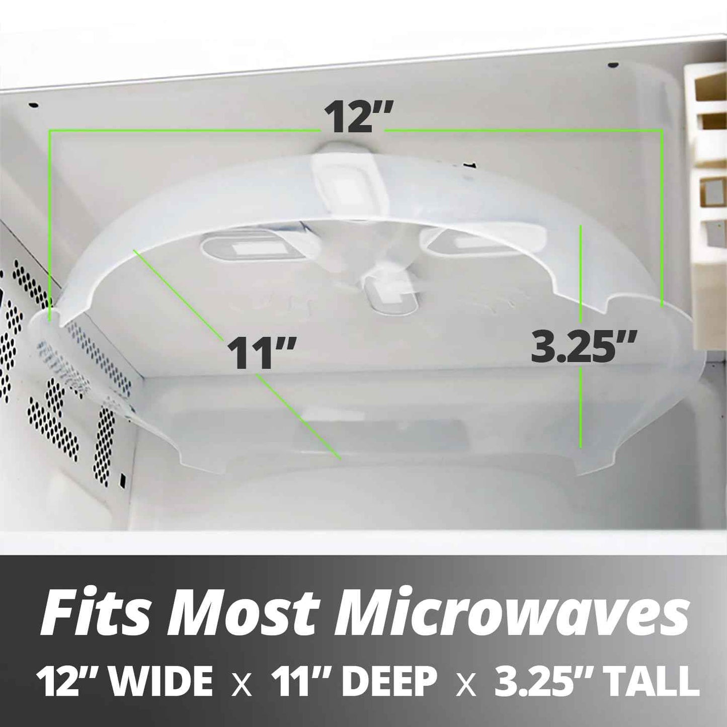 HOVER COVER Magnetic Splatter Cover, 12-Inch Clear BPA-Free Food Lid, Vented Plate Guard with Steam Vents, Anti-Splash Microwave Lid, Dishwasher Safe, Space-Saving Magnetic Storage - Ivory