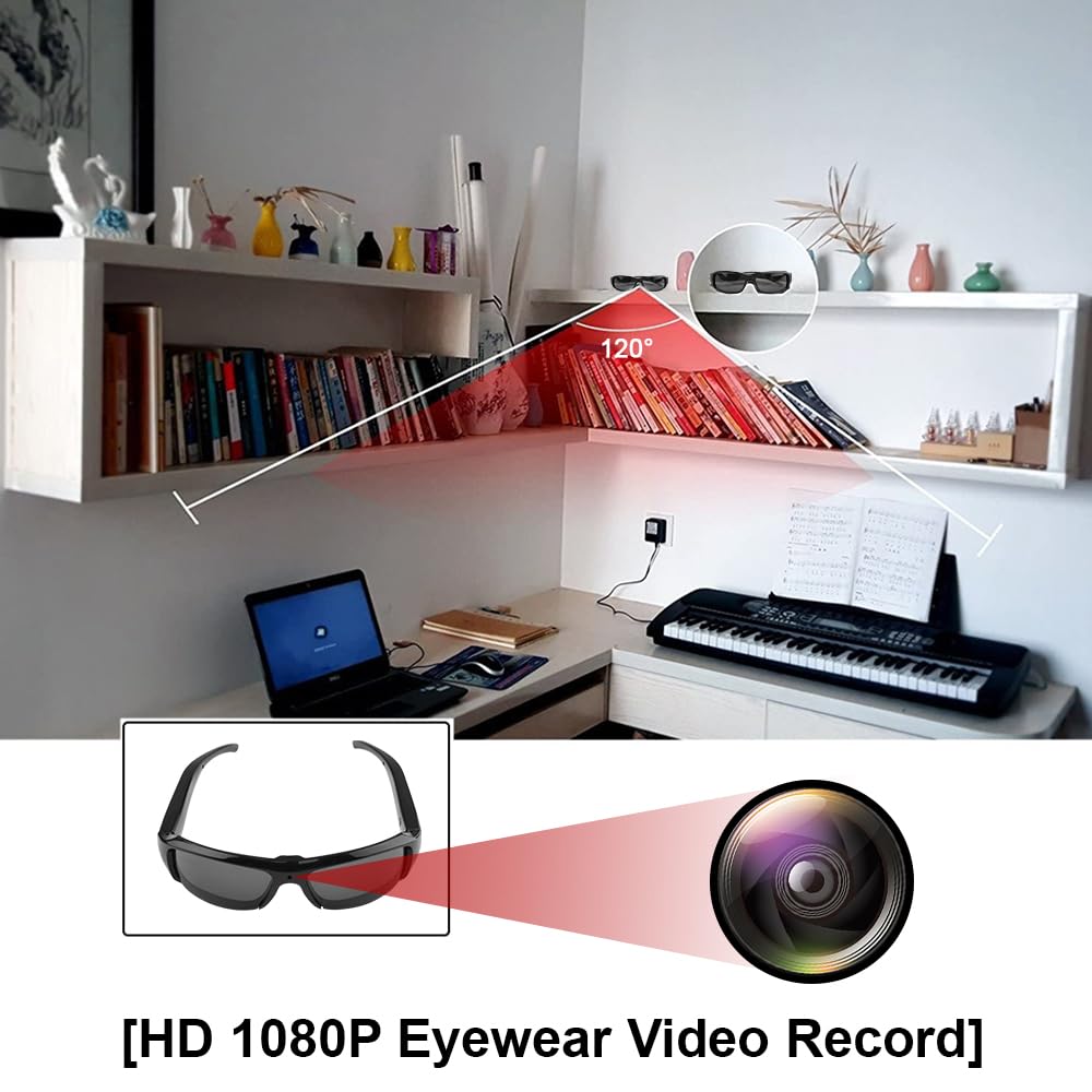 Limiete 1080p HD Camera Sunglasses – Hands-Free Video Glasses with Motion Detection/No Wi-Fi Needed/Supports up to 512GB MicroSD/Lightweight Solid Frame/USB Charging Cable Included
