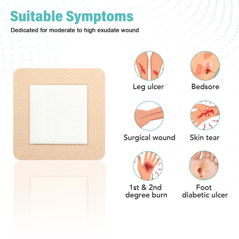 Silicone Foam Dressing with Adhesive Border 6“ x 6”,10 Packs Waterproof Silicone Bandages for Wounds Care, Large Self Adhesive Wound Dressing Bandage for Bed Sore, Silicone Foam Pad, FSA HSA Eligible