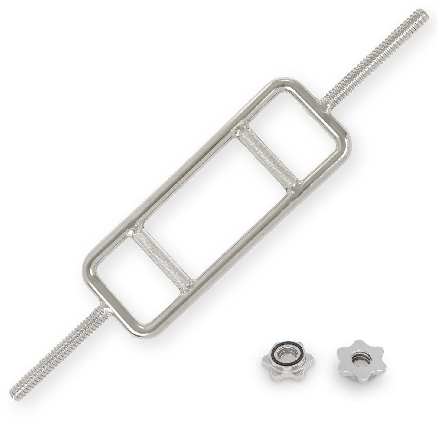 Sunny Health & Fitness 34" Standard Tricep Bar – 1" Plate Compatible, 25 mm Knurled Grip, Chrome Finish, Star-Lock Collars, 160 lb Capacity - SF-SB02-34