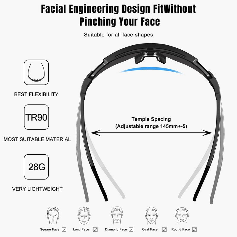 AVV Polarized UV400 Cycling Baseball Sunglasses - Windproof Anti-Fog for Outdoor Sports, Lightweight Frame Men Women Youth