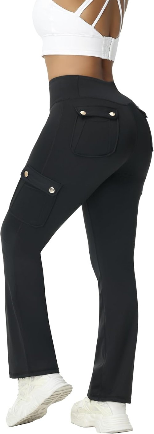 Madrirdma Cargo Leggings - High Waist Workout Pants with Pockets for Women | Flare Yoga Style