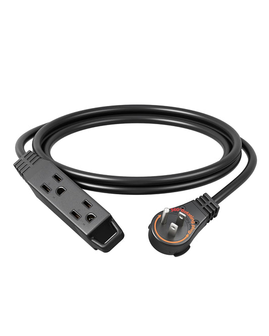 DEWENWILS 360° Rotating Flat Plug Extension Cord, 6FT Extension Cord Rotating Plug, 3 Prong 16/3C Grounded Flat Power Cable for Indoor Narrow Space, 13A/125V/1625W SJT-3, ETL Listed, Black