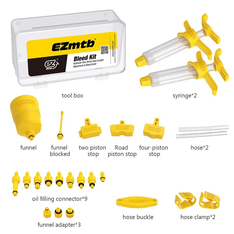 HKZTUY Hydraulic Brake Bleed Kit for MTB – Fix Spongy Brakes, Fits Shimano, MAGURA & SRAM, for DIY Home & Pro Shop Use Maintenance, Boosts Brake Performance