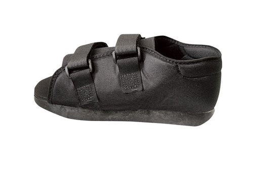 Medline Semi-Rigid Post-Op Shoes, Nylon Upper, Soft Lining, Women's Large (9.5-10.5), Black, Cushioned Rocker Sole, Molded Heel, 1 Each