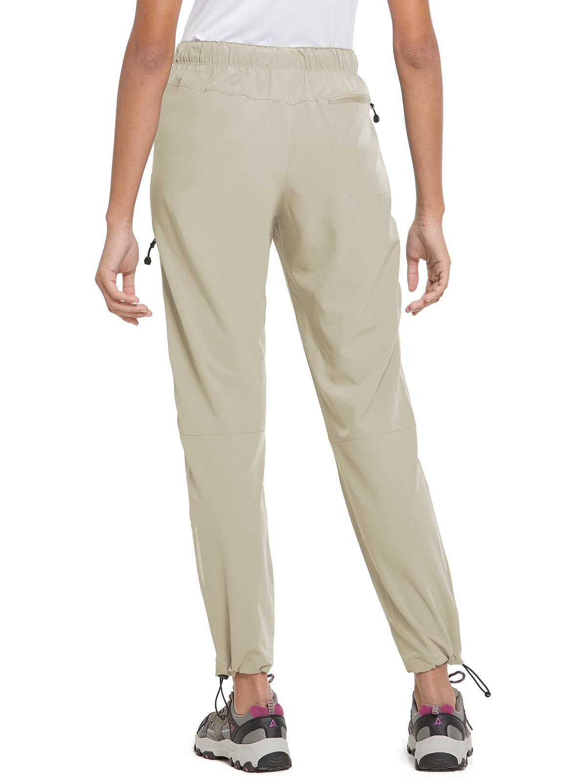 baleaf Cargo Pants for Women Petite Joggers Lightweight Quick Dry Pant Water Resistant 27'' Travel Workout Athletic Suntan Size L