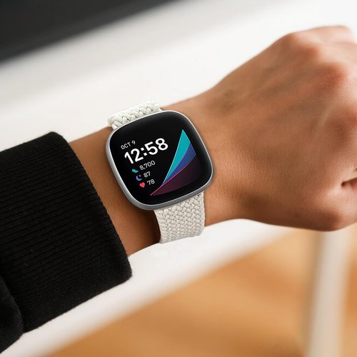 Zspoly Braided Band Compatible with Fitbit Versa 4 Bands for Women/Versa 3/Sense 2/Sense band, Magnetic Clasp Elastic Fabric Sport Nylon Smartwatch Band for Fitbit Versa4/3/Sense1/2