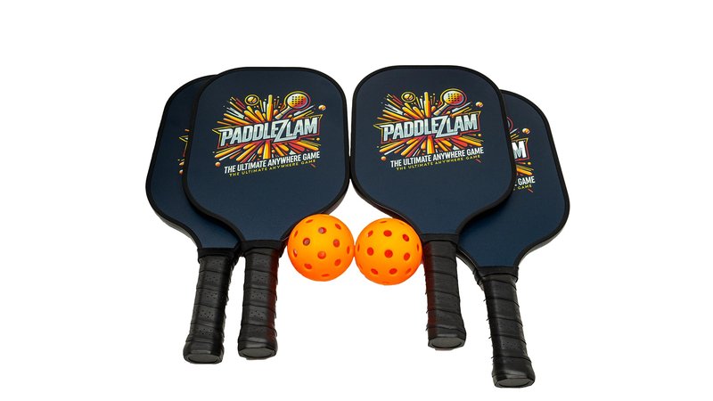 PaddleZlam Ultimate Pro Series for Beach Backyard Gymnasium or Camping - 2 Large Gaming Cones - 4 Fiber Paddles - 2 Outdoor Pickle Balls with 1 Carry Bag and Scoring Stickers