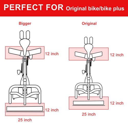 Bike Exercise Mat for Carpet & Hardwood Floors - Treadmill, Gym Equipment, Indoor Exercise, Fitness, Stationary Bike (Black, 12" 25" (2 Mats))