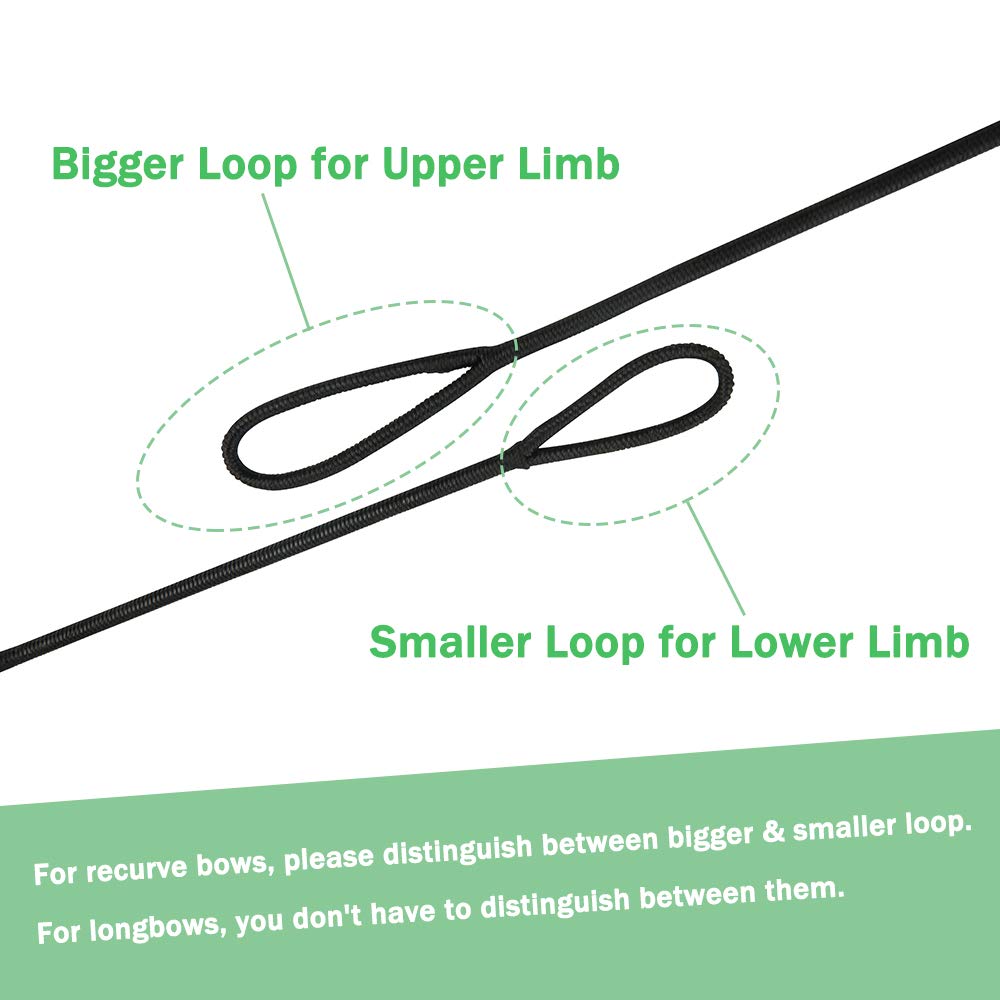 Deerseeker Archery Bow String Replacement with Finger Protector & 2 Nock Points Dacron Bowstring 12, 14, 16 Strands Bow Accessories for Recurve Bow Traditional Longbow （12-AMO 48"）