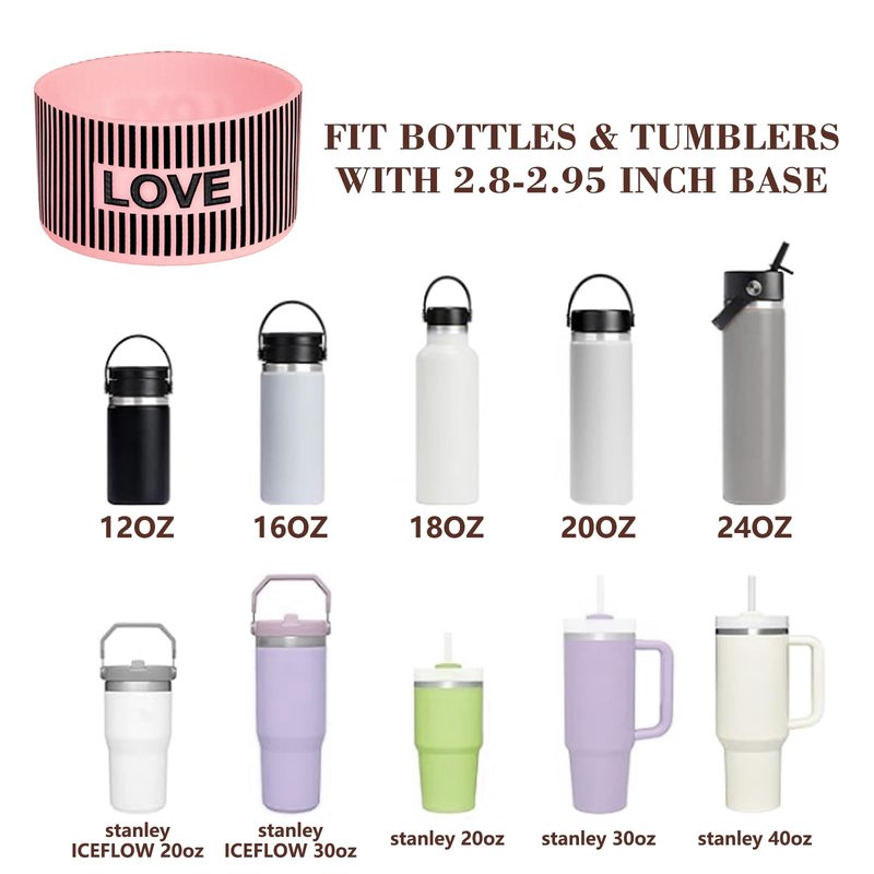 GENLEAS Cherry Print Protective Silicone Boot Cover for Stanley Cup 20oz-40oz, for Hydro Flask Water Bottle 12oz-24oz, Anti-Slip Sleeve for Bottles/Tumblers with 2.88-2.97in Bottom(1White)