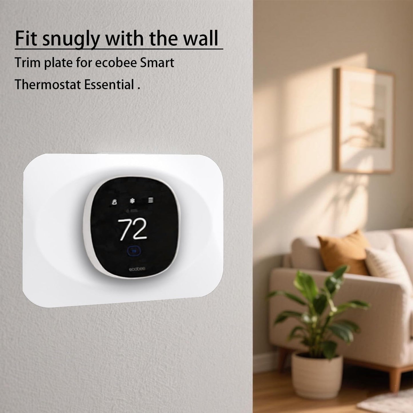 Wall Plate Cover Compatible with New 2025 Ecobee Smart Thermostat Essential, Practical Ecobee Thermostat Trim Kit, Programmable WiFi Thermostat Accessory (1, Pure White)