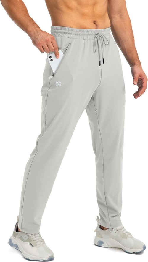 G Gradual Men's Athletic Joggers - Tapered Sweatpants with Zipper Pockets for Workout & Running