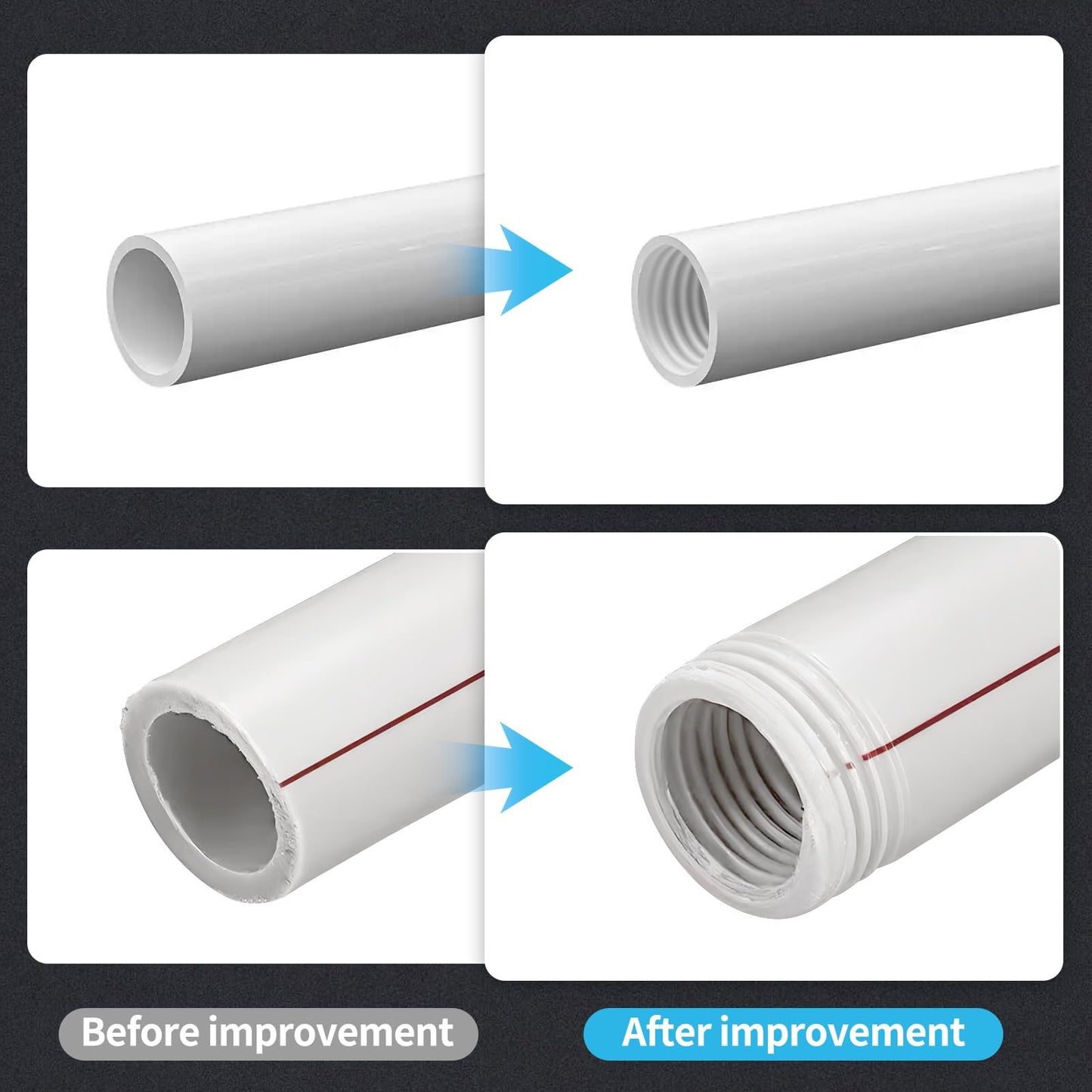 Muaoush 2PCS PVC Pipe Threader Kit - Dual-Function Internal & External Pipe Threading Tool for 1/2" & 3/4" PVC/Plastic Pipes