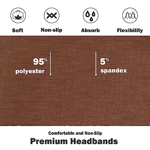 Premium Stretchy Non-Slip Headbands for Women - 6 Pack Neutral