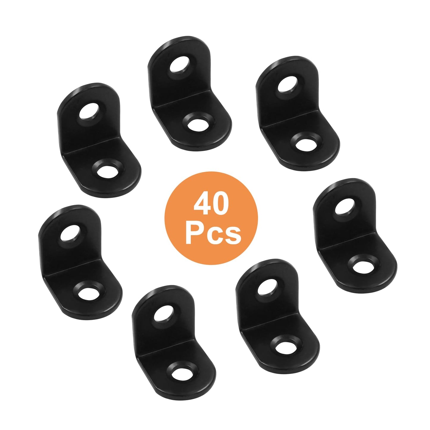 Zorveiio 40 Pcs L Bracket Corner Brace 0.63" x 0.63" Metal Corner Bracket 90 Degree Right Angle for Shelves Chair Tables Cabinet Wood Furniture whih 80 Pcs Screws, Black