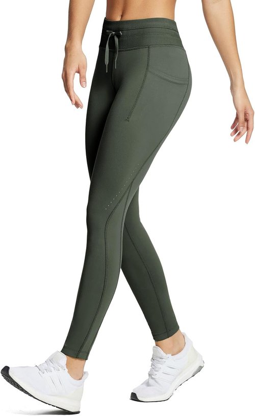 Baleaf Women's Fleece Lined Leggings - Water Resistant Thermal Tights for Skiing & Hiking | High Waisted, Pockets