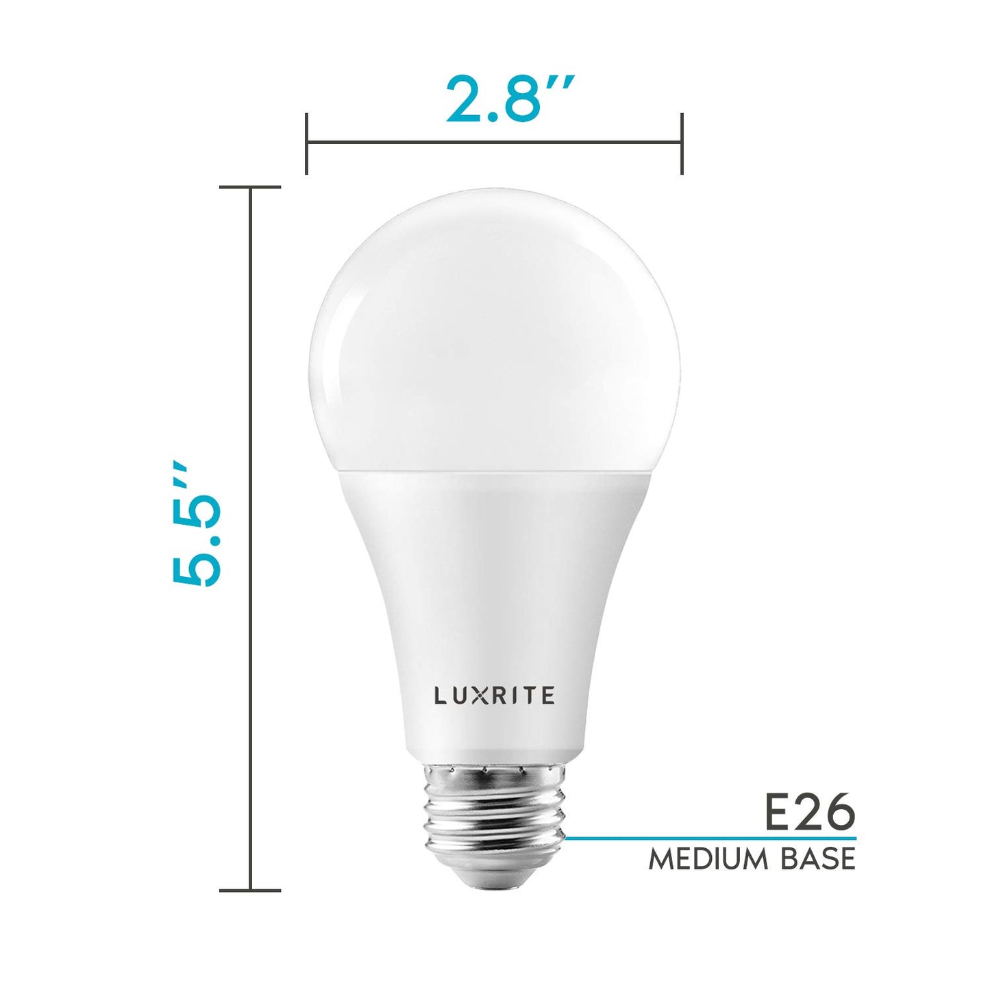 LUXRITE A21 LED Bulbs 150 Watt Equivalent, 2550 Lumens, 2700K Warm White, Dimmable Standard LED Bulb 22W, Energy Star, E26 Medium Base - Indoor and Outdoor (6 Pack)