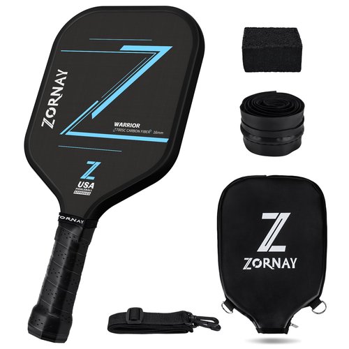Zornay Carbon Pickleball Paddle, 16mm Professional Power Control Lightweight Raw Carbon Fiber Pickle Ball Paddle, Elongated Wider T700 Pickleball Racket Gift, USAPA Approved