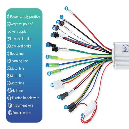 Ezweiji Brushless Motor Controller with Waterproof LCD Display Panel, 36V/48V 350W Electric Scooter Controller Kit for Electric Bicycle Scooter