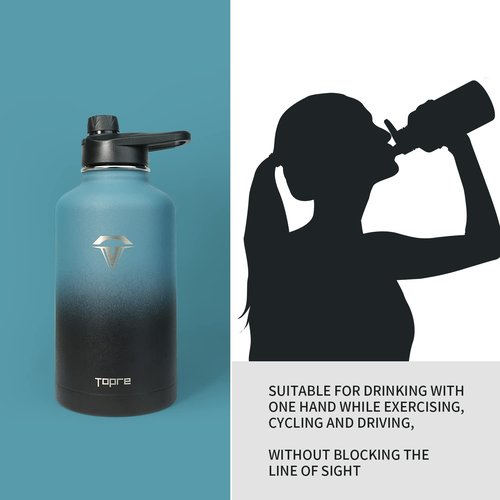 Water Bottle Lid, Topre Spout Lid BPA-free Leak proof Wide Mouth Easy Clean Replacement Cap for 64oz Insulated Water Bottle Accessories