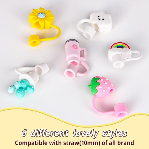 Hydro Flask Straw Cover Caps - Reusable Silicone for 10mm Straws, BPA Free | 6-Pack for 32oz/40oz Tumblers