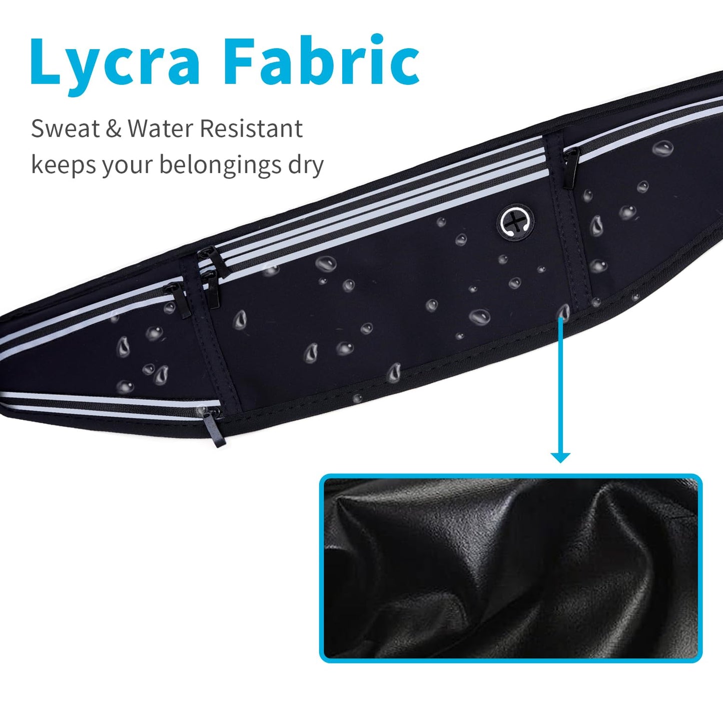 JUCURRI Slim Running Belt for Women Men,Runners Fanny Pack Phone Holder,Money Belt,Running Gear Accessories,with 3 Pockets (Jet Black)