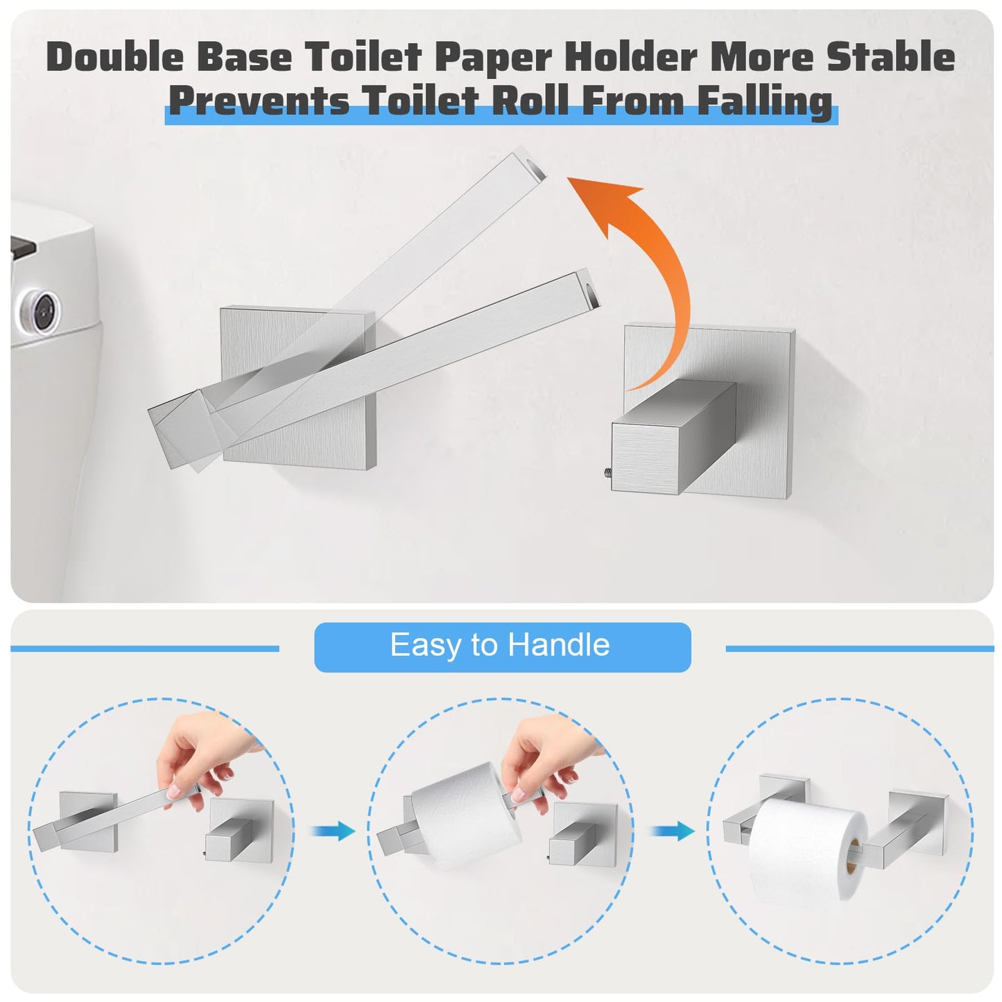 TURS 10-Piece Bathroom Hardware Accessories Set Brushed Nickel Towel Bar Holder Set SUS304 Stainless Steel Towel Racks for Bathroom Wall Mounted, 23.6-Inch