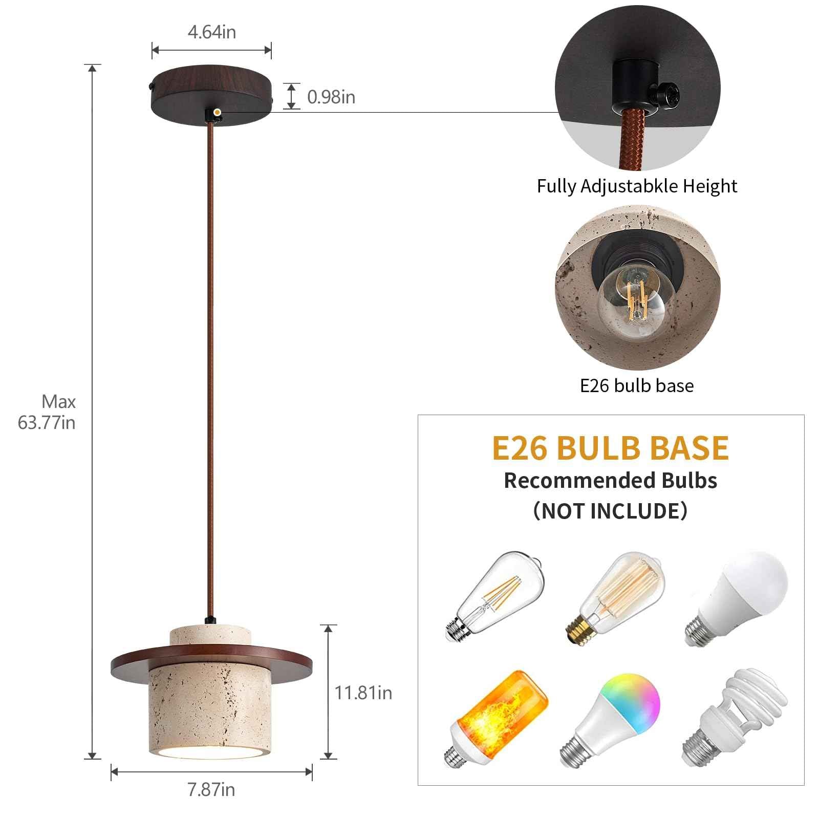 ADCTHOME Nordic Natural Stone Pendant Light Wabi-Sabi Yellow Cave Stone Chandelier, Dimmable Modern Wood Hanging Lamp Fixture for Kitchen Island,Dining Room,Bedside,Restaurant,Cafe,Bedroom(1-Pack)