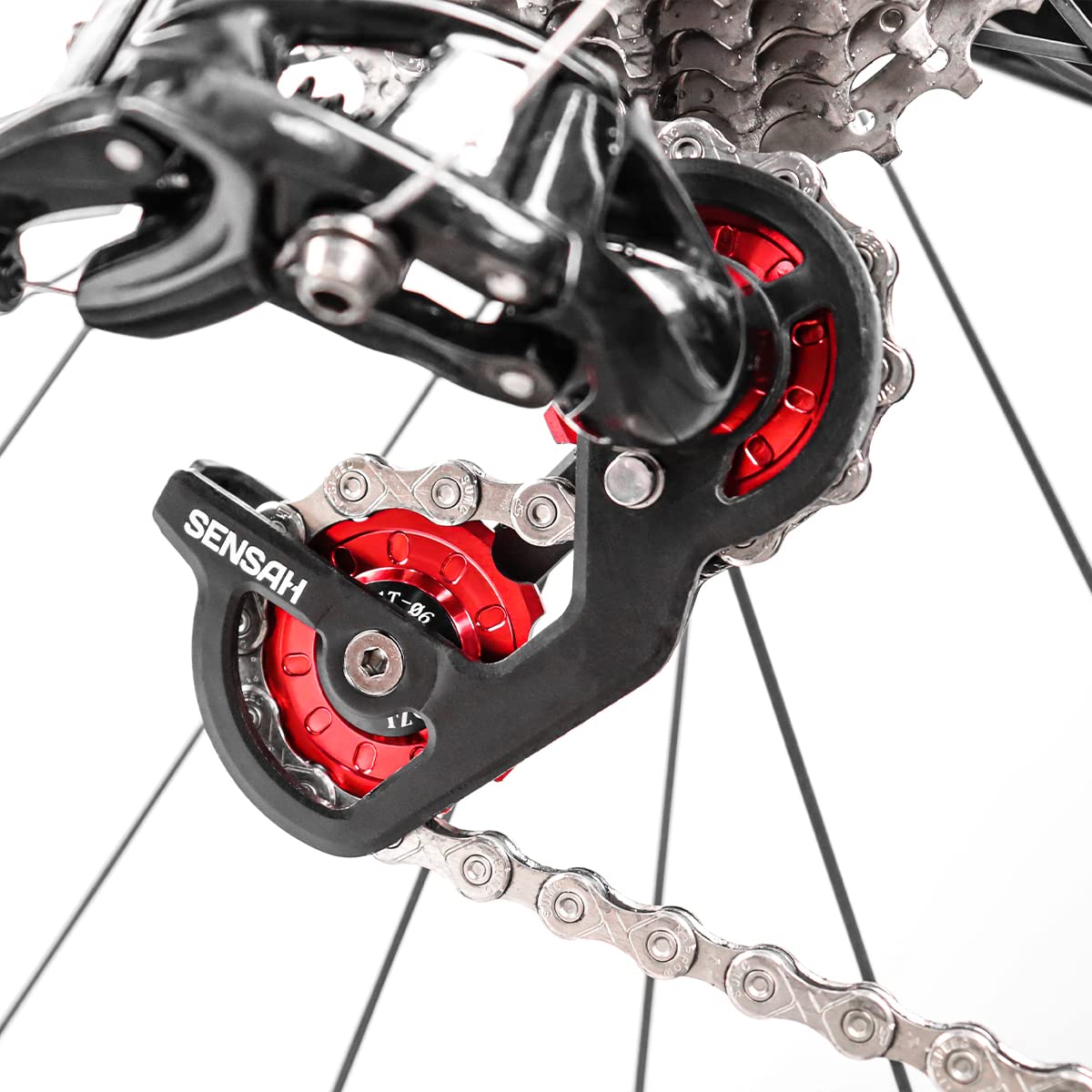 MUQZI Bike Rear Derailleur Pulley, 11T+11T MTB Bicycle Ceramic Bearing Jockey Wheel Guide Roller Pulley Sets for Mountain Road Bike, Black