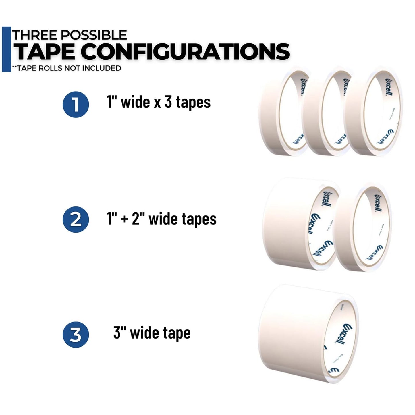 MDJ Excell Premium Steel 3 inch Core Metal Multi-Roll Desktop Tape Dispenser for Masking, Packing, Shipping, Packaging, and Painter (3-inch Wide)