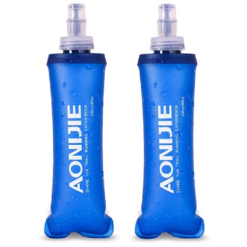 Azarxis Soft Flask Collapsible TPU Running Water Bottles Handheld BPA-Free 250ml 350ml 500ml 600ml for Hydration Vest Pack Trail Hiking Cycling Climbing (250ml / 8.45oz - 2 Pack)