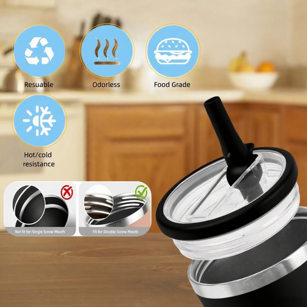 Replacement Lid for Stanley 40 oz, Flip Straw Leak Proof Lid for Stanley Quencher H2.0 Tumbler, 2 Pack Stanley Lid Replacement, Spill Proof Stanley Cup Accessories