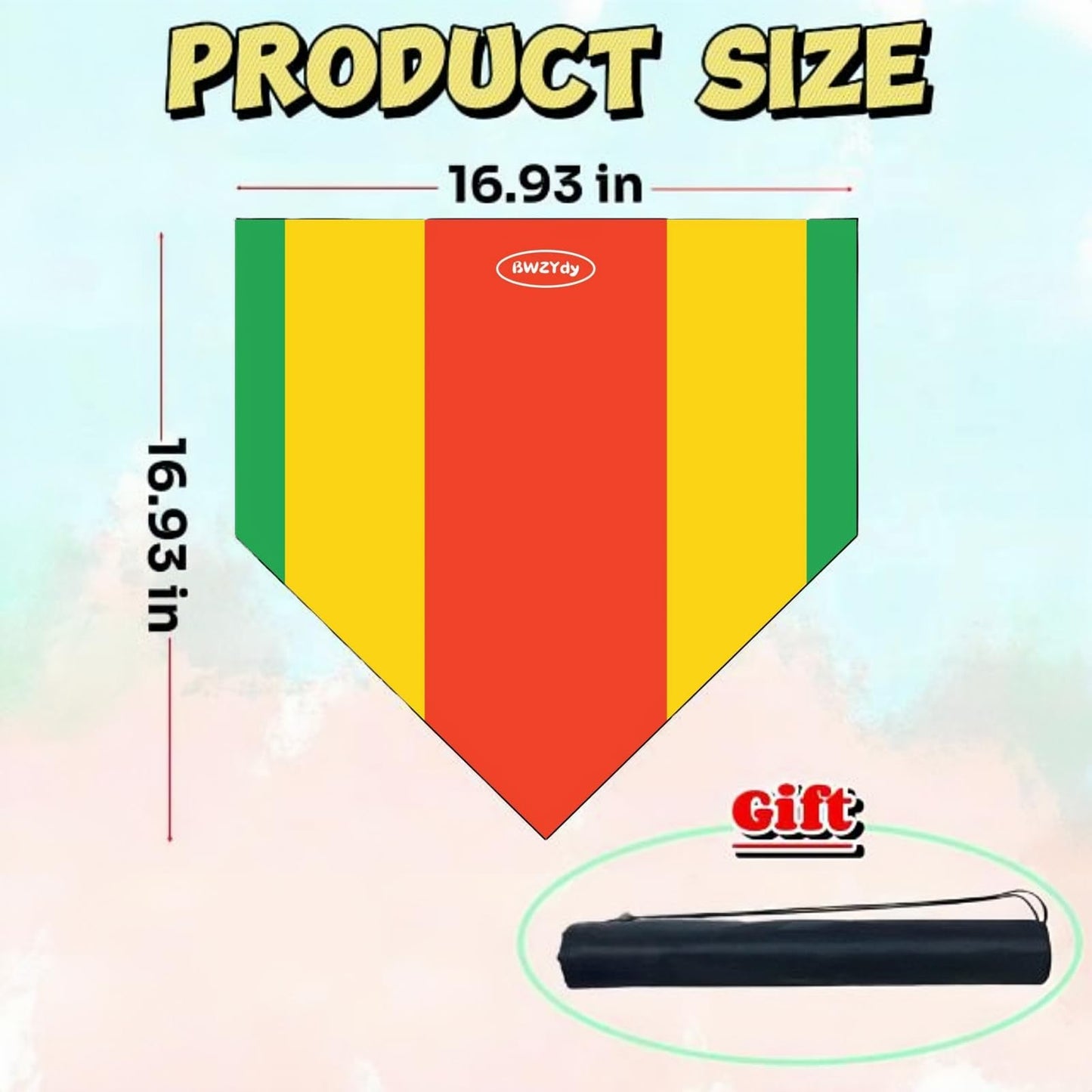 BWZYdy Baseball Home Plate - 17" Tri-Color Blended Rubber Mat for Pitching & Hitting Practice, Softball Training | 0.6lbs Lightweight, Portable Design with Carry Bag, All-Weather Baseball Bases