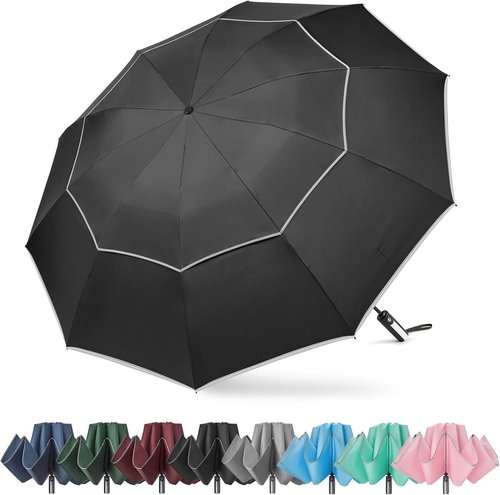 G4Free Inverted Windproof Umbrella - Large Compact Reverse Design with Reflective Stripe | 54/62 Inch