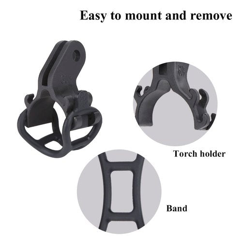 Flashlight Bike Mount, Universal for 40mm Flashlights, Secure Handlebar Holder with Adhesive Silicone Band for Cycling, Camer