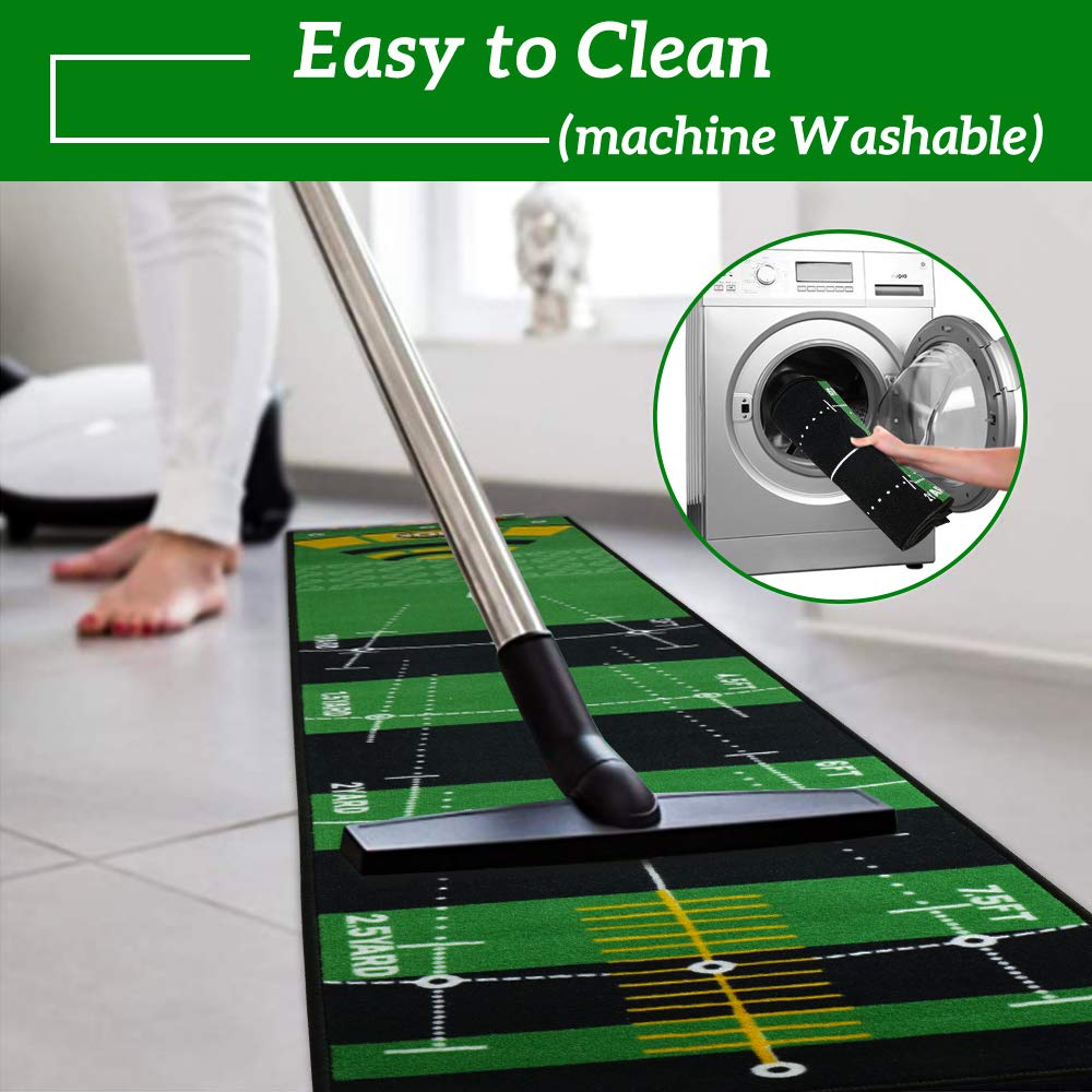 Symbiontia Golf Putting Green Mat 10 ft X 20 in Training Aid Mat, Multi Distance Mark Practice Putting mats,Anti-Slip Backing Golf Putting mat for Indoor/Outdoor Hitting Mat for Golf Enthusiast
