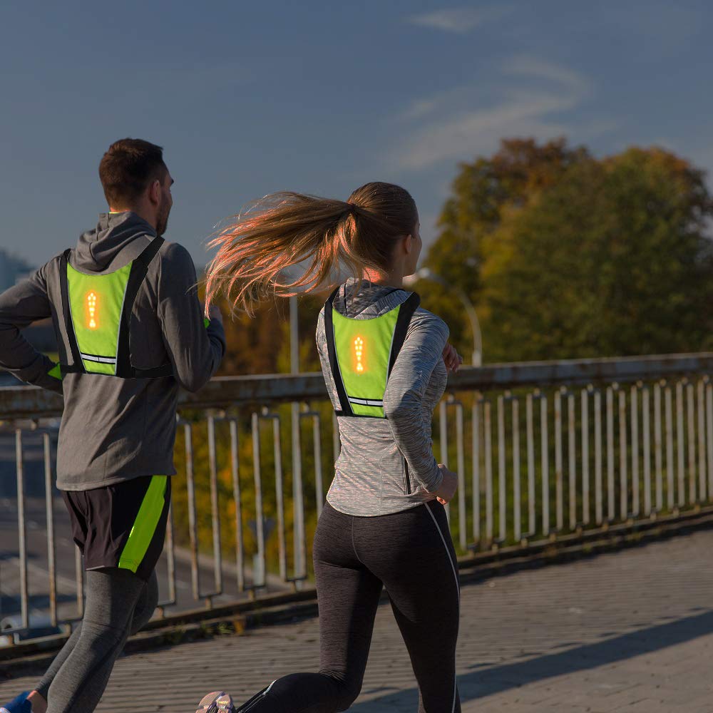 fixinus LED Turn Signal Safety Vest with Direction Indicator, USB Charging & Adjustable Bike Pack Accessory Guiding Light for Night Running Walking Cycling Gear - LED Glowing Reflective Backpack