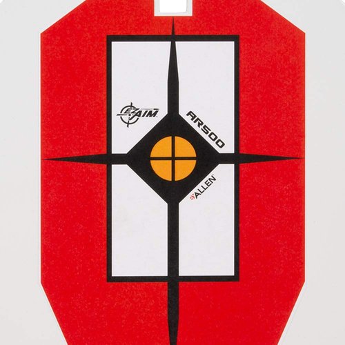 Allen Company EZ Aim Hardrock AR500 IPSC Silhouette Shooting Target, 9" W x 14.875H, White/Red/Black