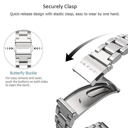 MIJOBS Strap for Xiaomi Mi Band 6 Mi Band 5, Metal Strap Compatible with Mi Band 4 Mi Band 3 Replacement Wristband Stainless Steel Watch Band for Men Women